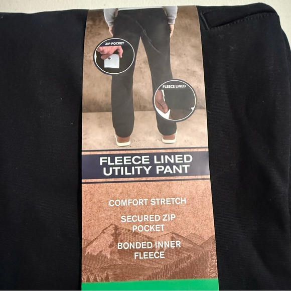 Weatherproof Vintage Men Fleece Lined Canvas Pant Utility Bonded Black 38X29 - Picture 5 of 5